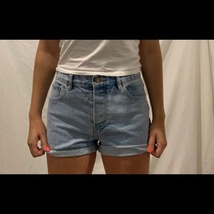 light blue wash shorts